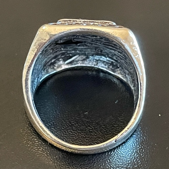 S925 sterling silver natural obsidian ring size 8 - Picture 4 of 8